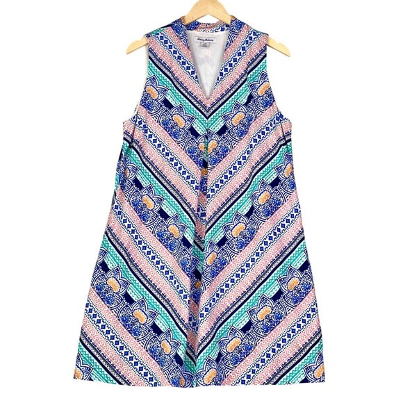 Tommy Bahama Multicolor Grand Isle V-Neck Sleeveless Linen Shift Dress Size L - Picture 1 of 8